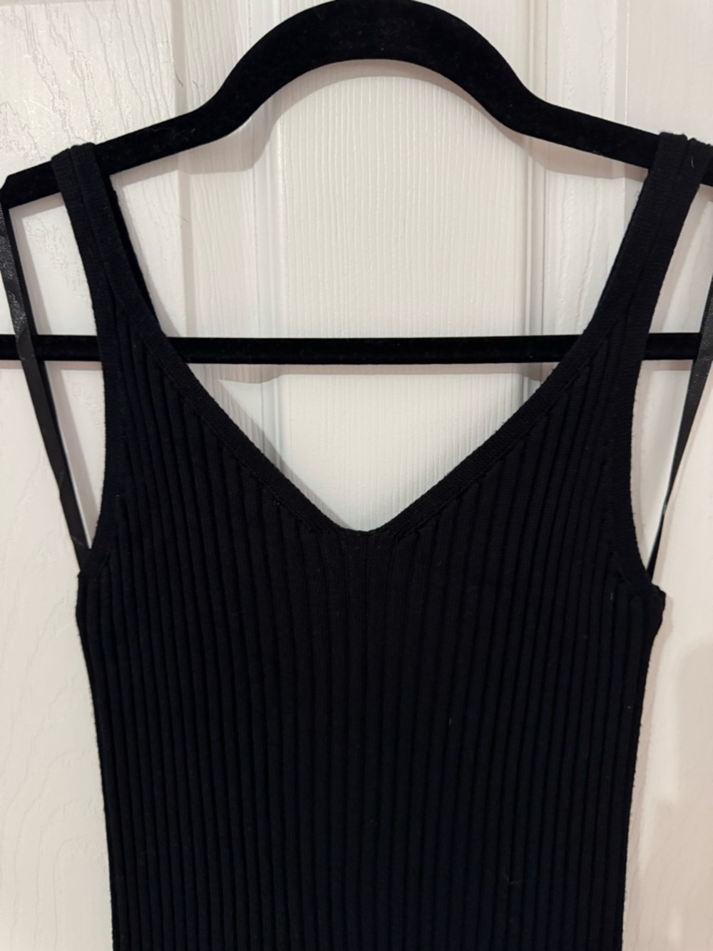 Abercrombie Bodycon Minimalist Black Rib Knit Midi Dress XSP Petite 👗🖤 - Picture 3 of 6